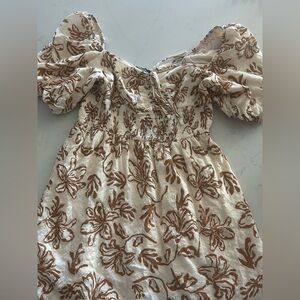 Kittenish Cream and Brown Patterned Dress